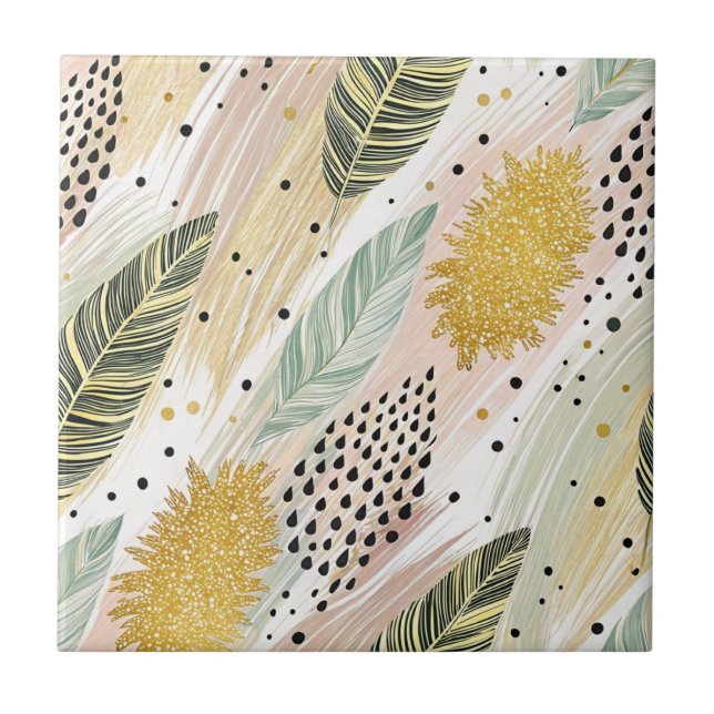 Pena Elegante e Abstrato Brushbraste Sem Costura (Frente)