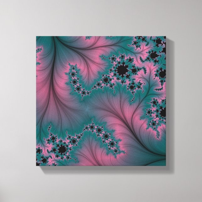 Pena sobre turquesa de rendas e Canvas rosa (Frente)