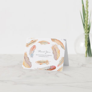 Penas Aguarela Boho Agradecimento Casamento