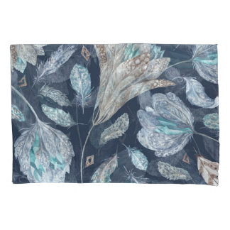 Penas Chic Boho Flores: Azul Escuro-Aquarela P