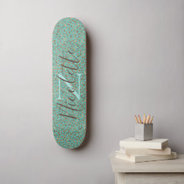 Penas com brilho monograma skateboard