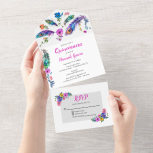 Penas e Flores de Peacock Orçamento de Quinceañera