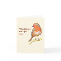 Penas Finas fazem Belas Aves - cartão de nota