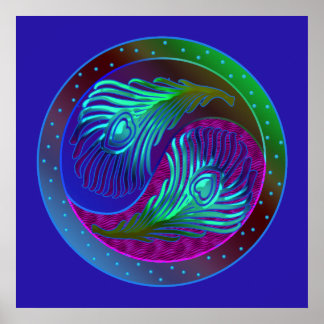 Penas Peacock 5 Yin Yang Poster