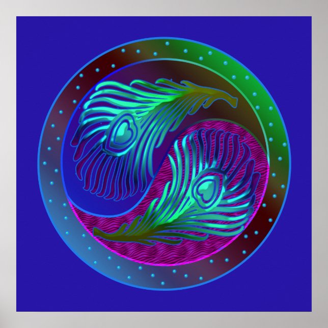 Penas Peacock 5 Yin Yang Poster (Frente)
