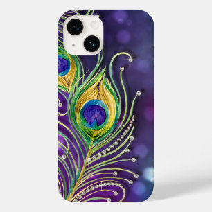 Penas Peacock Modernas Joias Roxo Dourada Rapariga