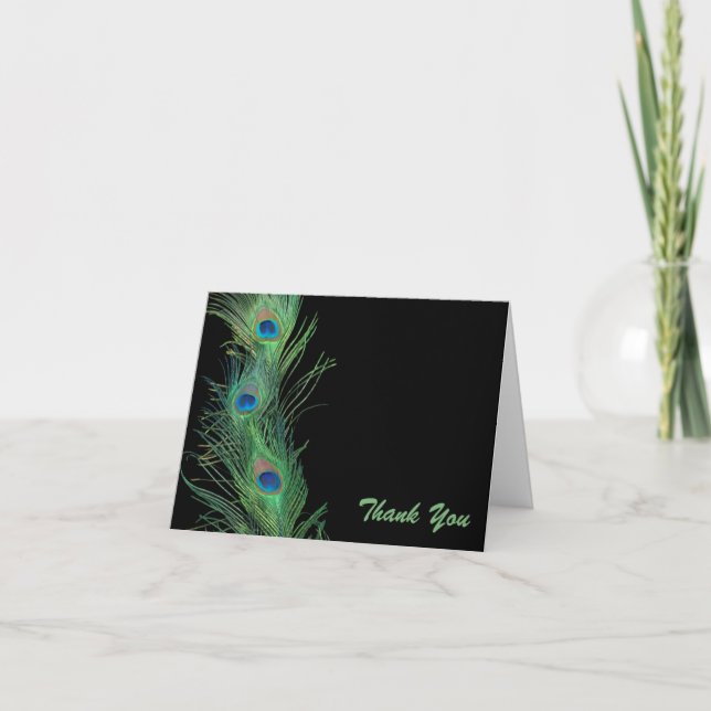 Penas Verdes com Agradecimento de Casamento Preto (Frente)