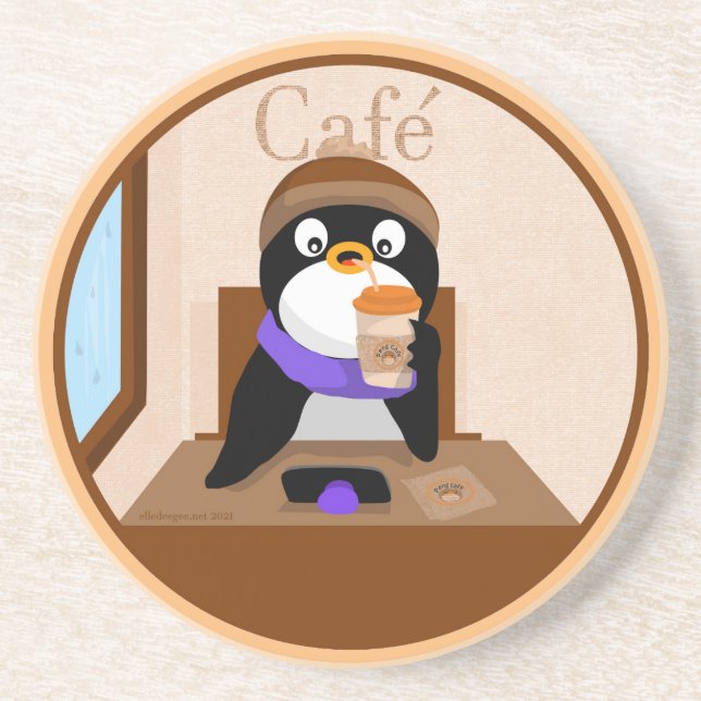 Penguin Cafe Sandstone Porta copos (Frente)