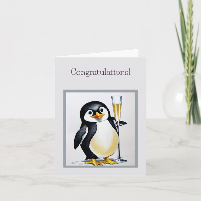 Penguin Cheers Engraçado e Cartão de Parabéns Boni (Frente)