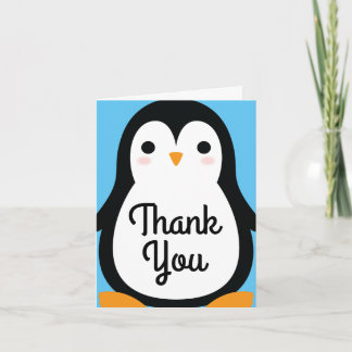 Penguin Cute Winter Obrigado Cartões De primeiro a