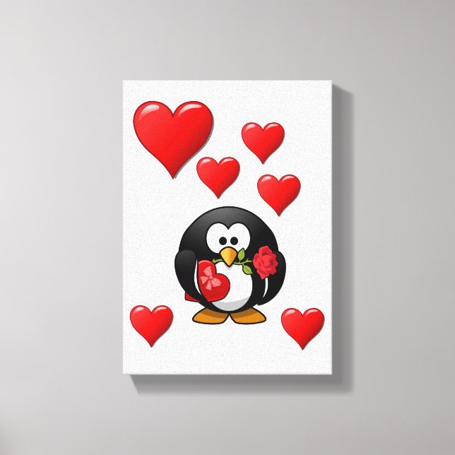 Penguin de Namorados de Impressão de Tela Esticada (Frente)