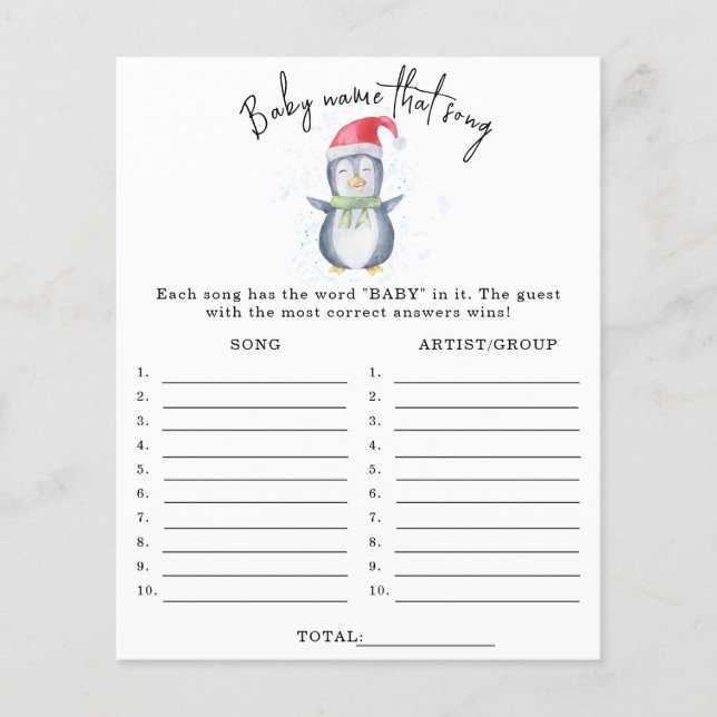 Penguin - Dê um nome ao jogo de chá de fraldas da  (Frente)