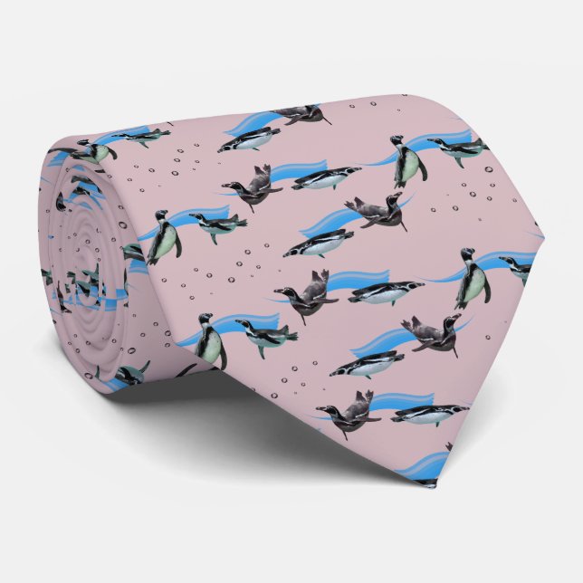 Penguin Pool Party Gravata Dupla Face (Rosa) (Rolled)