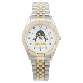 Penguin, relógio de pulseira de dois tons feminino