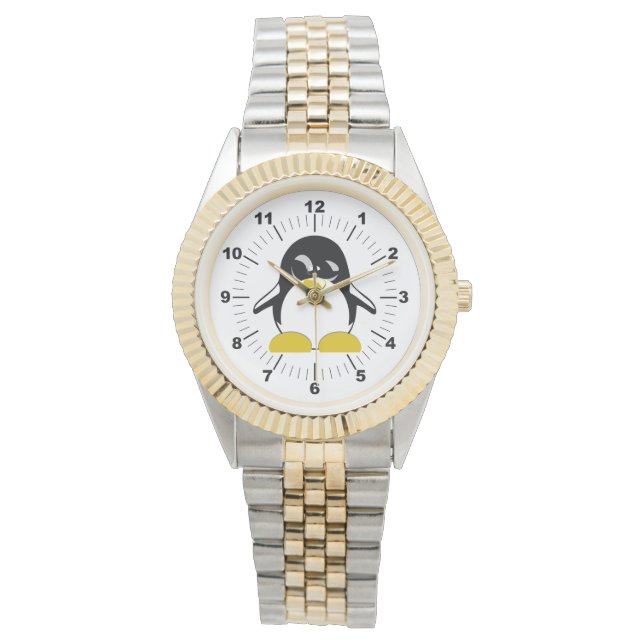 Penguin, relógio de pulseira de dois tons feminino (Frente)