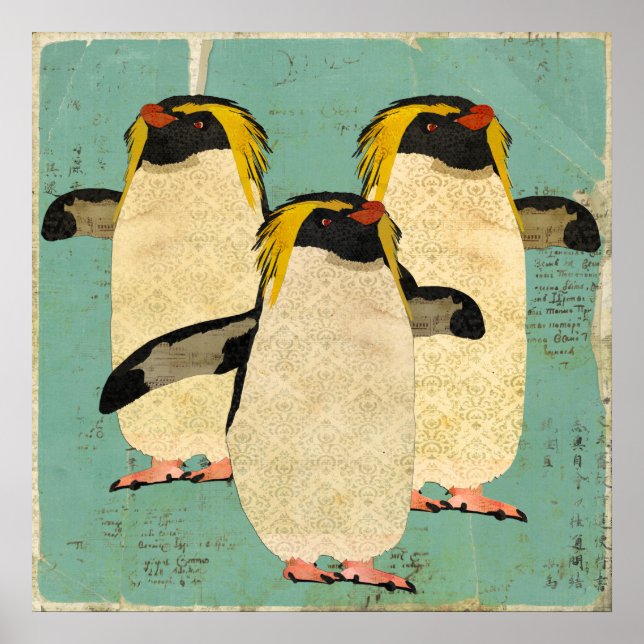 Penguins Blue Lagoon Art Poster (Frente)