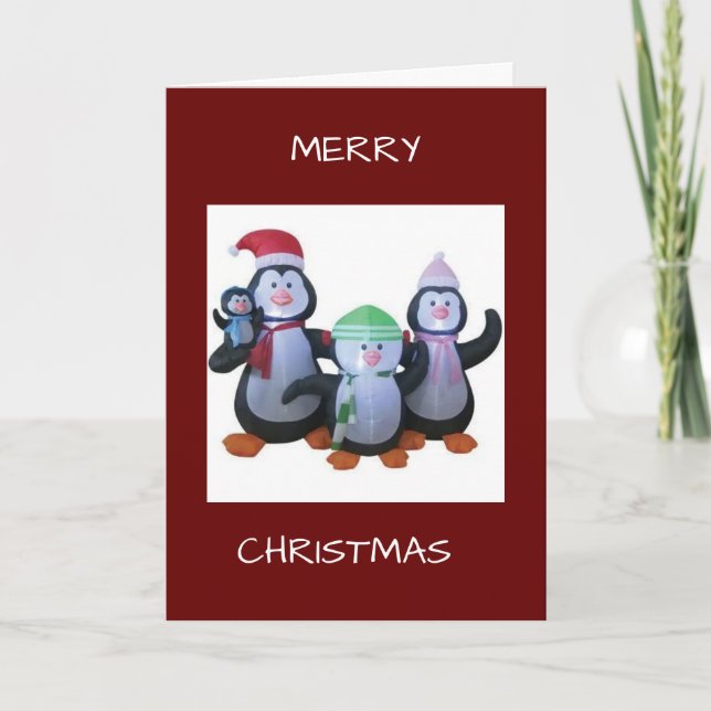 PENGUINS SE REÚNEM PARA DIZER FELIZ NATAL CARTÃO (Frente)