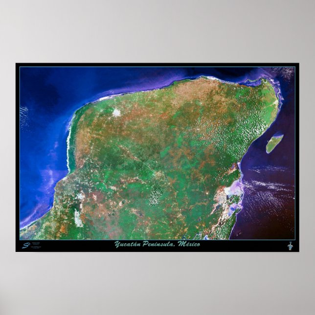 Península de Yucatan, poster de satélite do México (Frente)