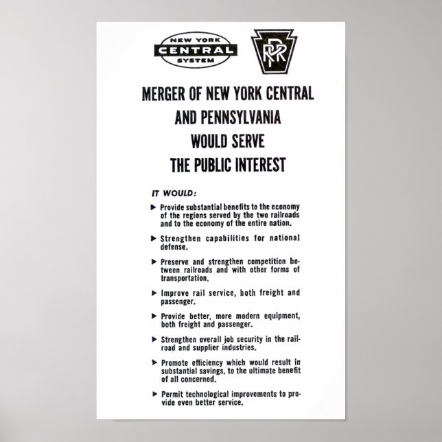 Penn Central Railroad Fusion 1968 Poster (Frente)