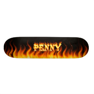 Penny skateboard fire e flames design.