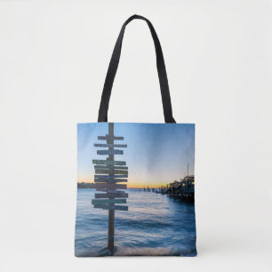 Pensacola Bay Sinal Sunset Por Dock Tote Bag