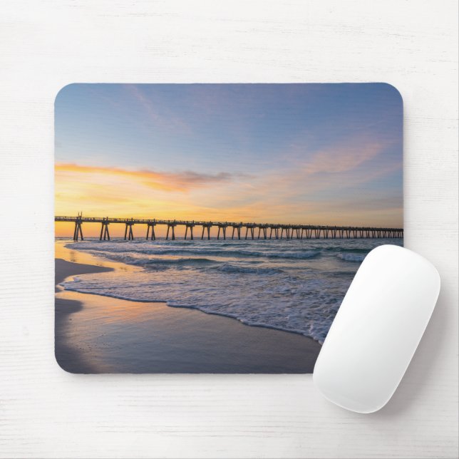 Pensacola Pier Shoreline Sunrise Mousepad (Com mouse)