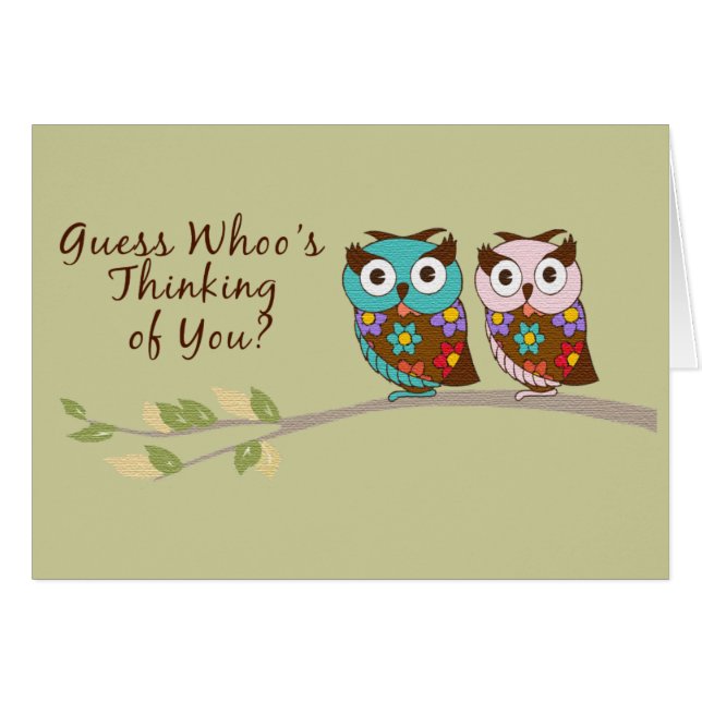 Pensamento Whoo do cartão da coruja (Frente Horizontal)