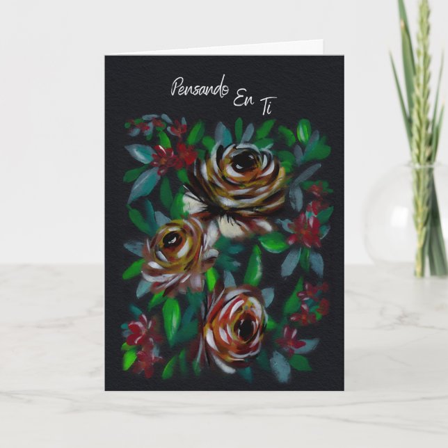 Pensando em Você Cartão de Condolências Floral (Frente)