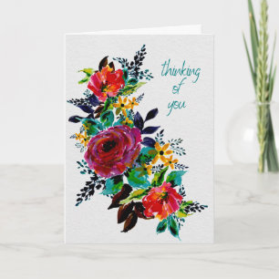 Pensando em Você – Cartão Floral Brilhante e Pinta
