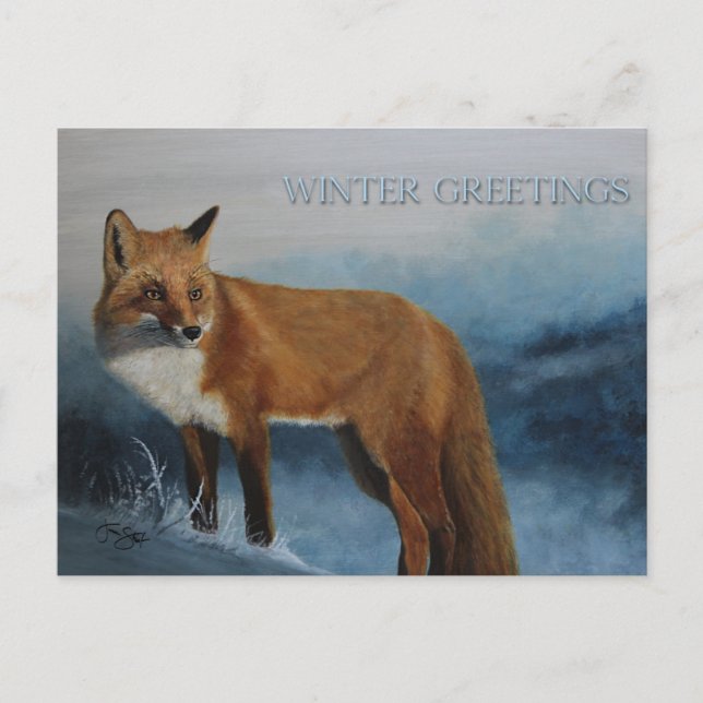 Pensando Em Você Cartão Postal Winter Fox (Frente)