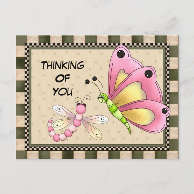 Pensando em você Saudando o cartão postal (Frente)
