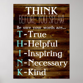 Pense Antes De Falar Poster de Professora Da Sala 