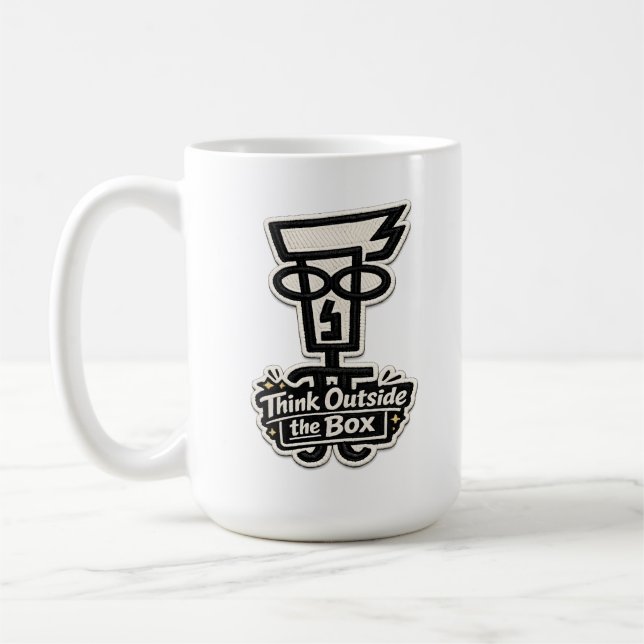 💡 Pense Fora da Caixa – Caneca de Café Inspirador (Esquerda)