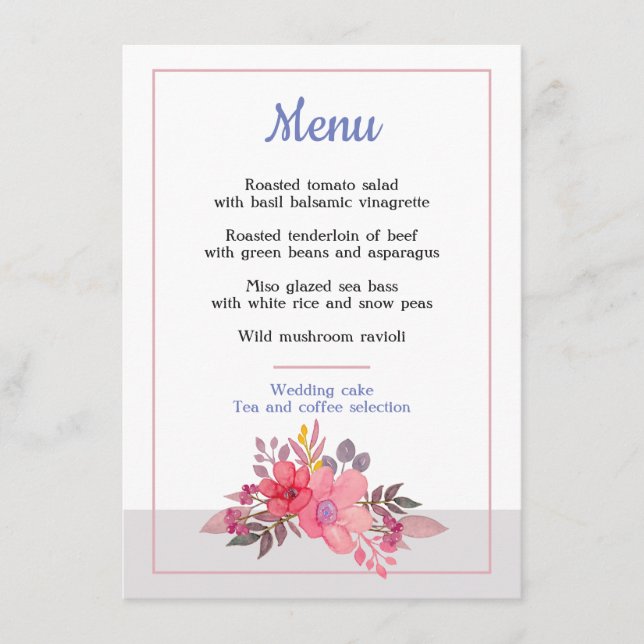 Pense o menu empoeirado dos rosa (Frente)