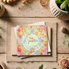 Pense Positivo Laranja Floral Inspiracional