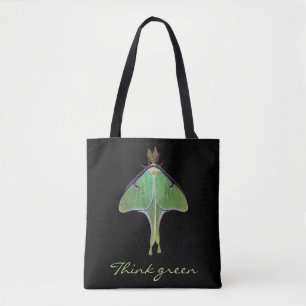 Pense verde Luna Moth Dia da Terra Saco de Tote