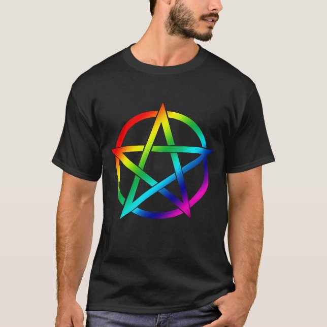 Pentacle do arco-íris para camisas escuras (Frente)