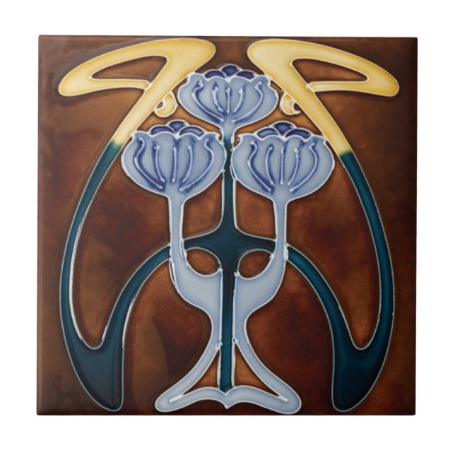 Peões Azulejos de cerâmica Flores azuis claras (Frente)