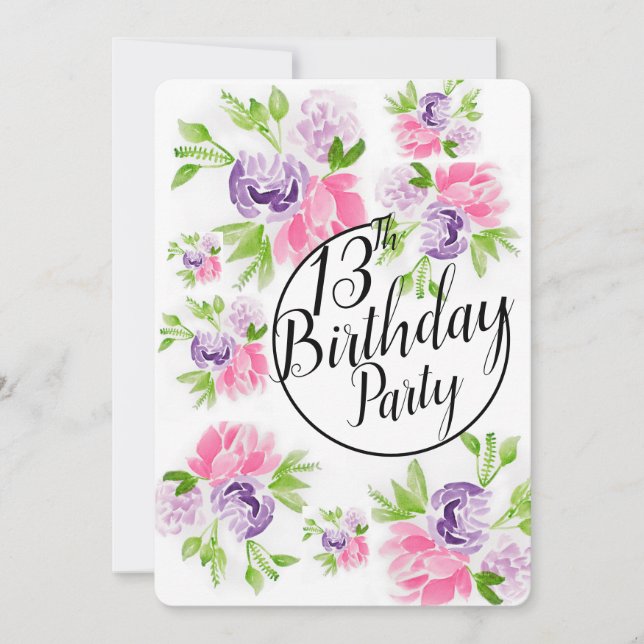 Peoney Cluster 13 Birthday convite (Frente)