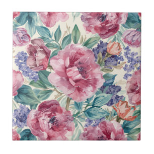 Peônia Botânica Aquarela Flora Lavanda Floral