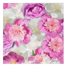 Peônia Rosa Branca Rosa - Floral Romântica