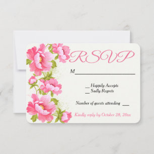 Peônia Rosa de RSVP Aquarela Floral Casamento Peon
