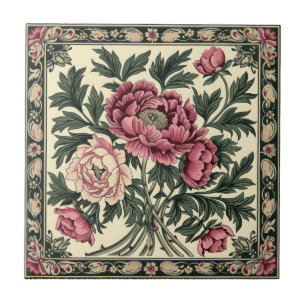 Peônia Rosa Vintage e Verde Salgueiro William Morr