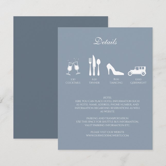 Peônias Brancas com Convite de DETALHES Azul Poeir (Frente/Verso)