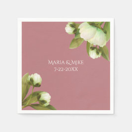 Peônias Brancas com Guardanapos Azul Poeira