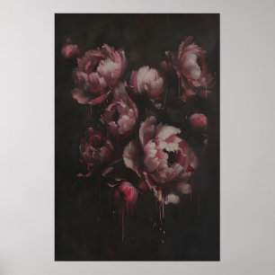 Peônias Cor-de-Rosa Flores Escuras Impressão de Ar