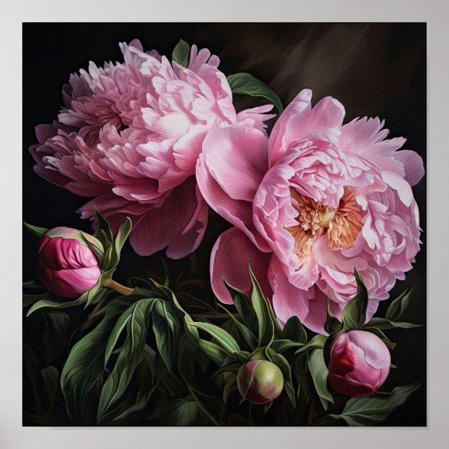 Peônias cor-de-rosa Impressão (Frente)