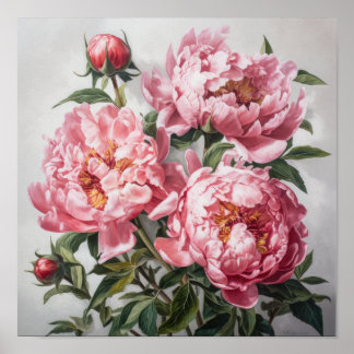 Peônias cor-de-rosa Impressão