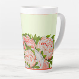 Peônias cortadas numa caneca latta grande