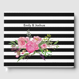 Pêonias de Aquarela e Livro de Convidados de Strip